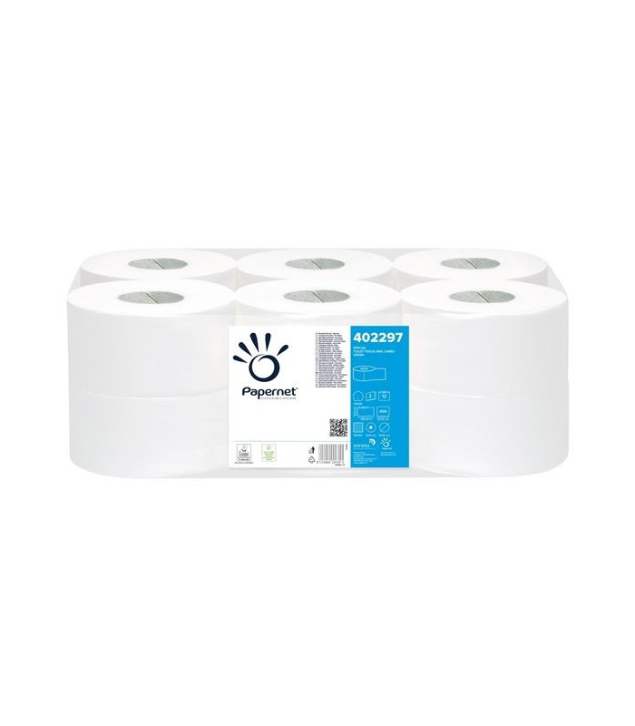 Toaletní papír jumbo mini Papernet - 2vrstvý, celulóza, 19,5 cm, 12 rolí (402297)