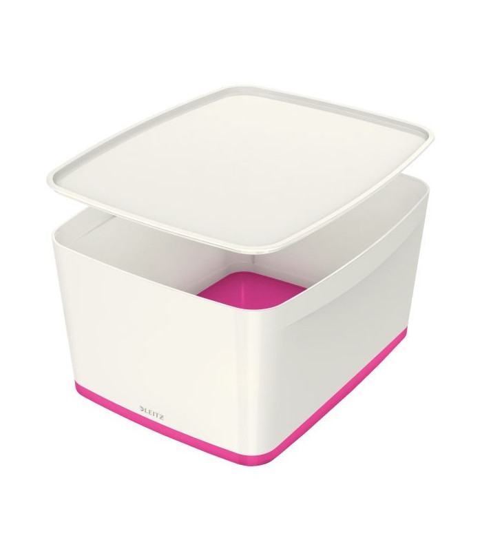 Úložný box s víkem Leitz MyBox, vel. L bílá/růžová