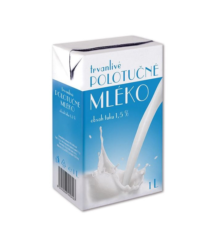 Trvanlivé mléko jemné 1,5 % polotučné, 1 l
