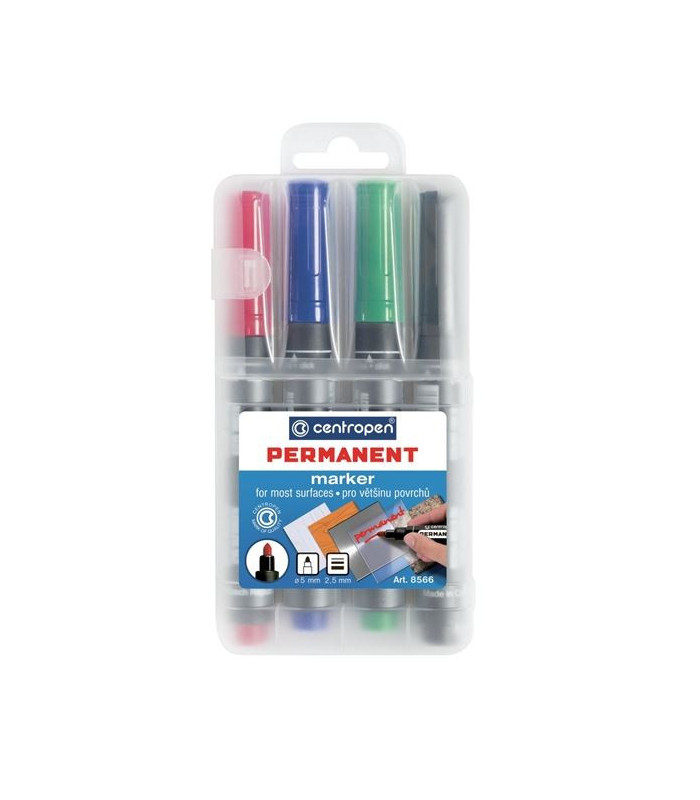 Permanentní popisovač Centropen 8566, sada 4 barev