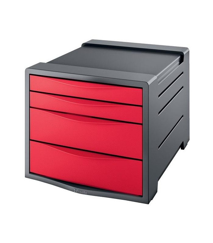 Zásuvkový box Esselte Europost VIVIDA - 4 zásuvky, červený/šedý