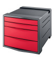 Zásuvkový box Esselte Europost VIVIDA - 4 zásuvky, červený/šedý