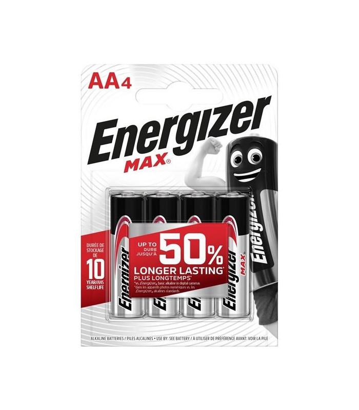 Alkalické baterie Energizer Max 1,5 V, typ AA, 4 ks