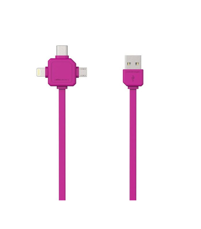 Kabel USB Powercube 2.0 - USB A M- USB C, růžový
