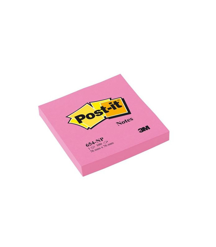 Bloček Post-it, 76x76 mm, neonově růžový, 6 ks