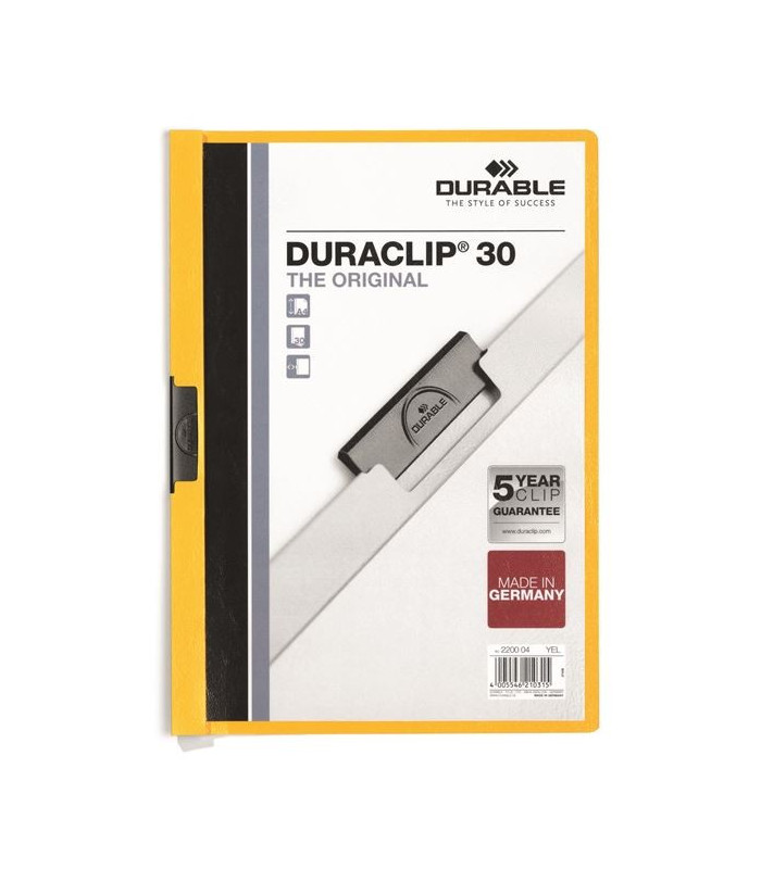 Zakládací desky s klipem Durable Duraclip - A4, kapacita 30 listů, žluté