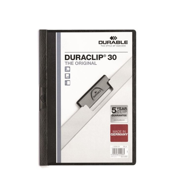 Zakládací desky s klipem Durable Duraclip - A4, kapacita 30 listů, černé