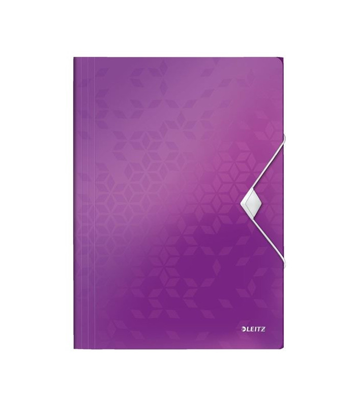 Desky s chlopněmi a gumičkou Leitz WOW - A4, plastové, purpurové, 1 ks