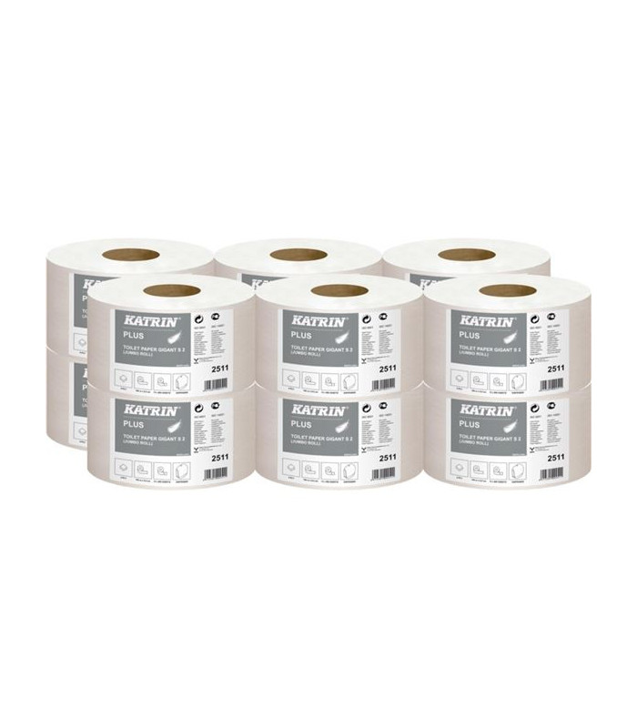 Toaletní papír jumbo Katrin - S2, dvouvrstvý, bílý, 180 mm, 12 rolí (2511)