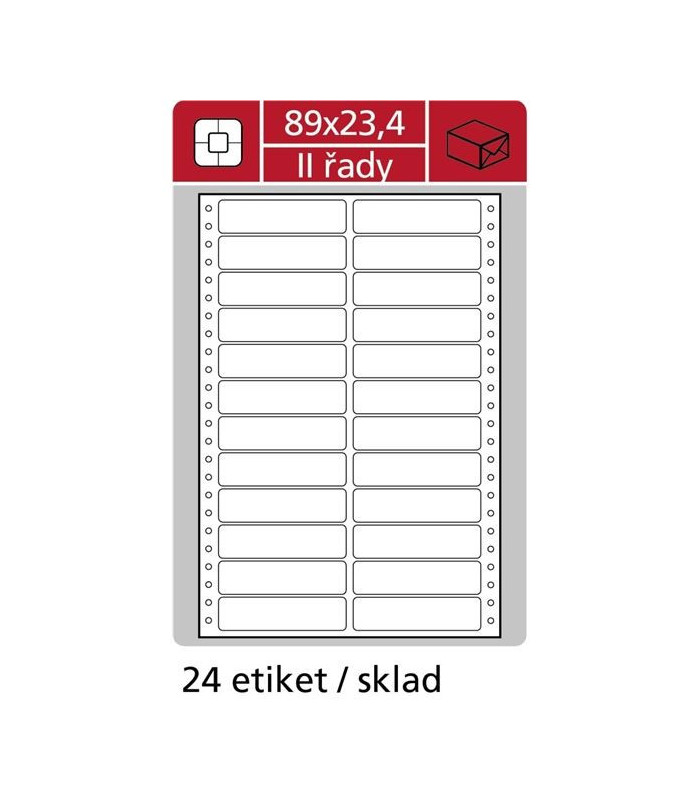 Tabelační dvouřadé etikety, 89 x 23,4 mm, 12000 ks