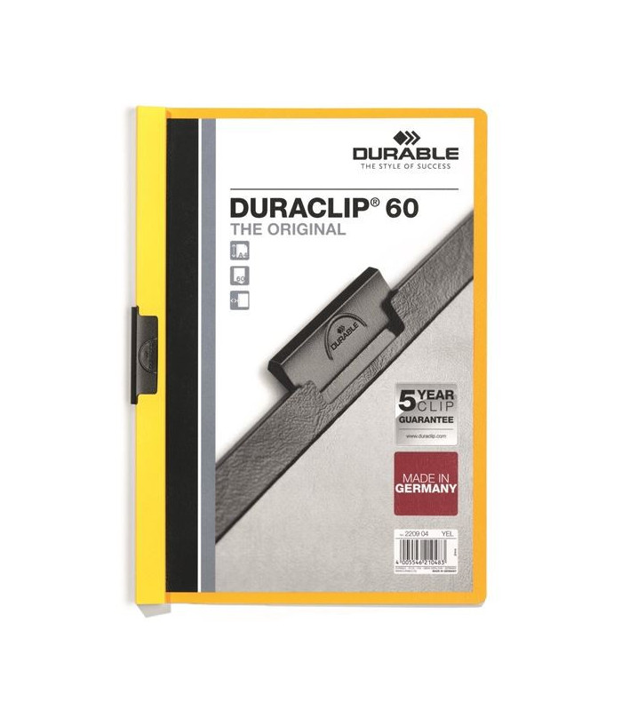 Zakládací desky s klipem Durable Duraclip - A4, kapacita 60 listů, žluté