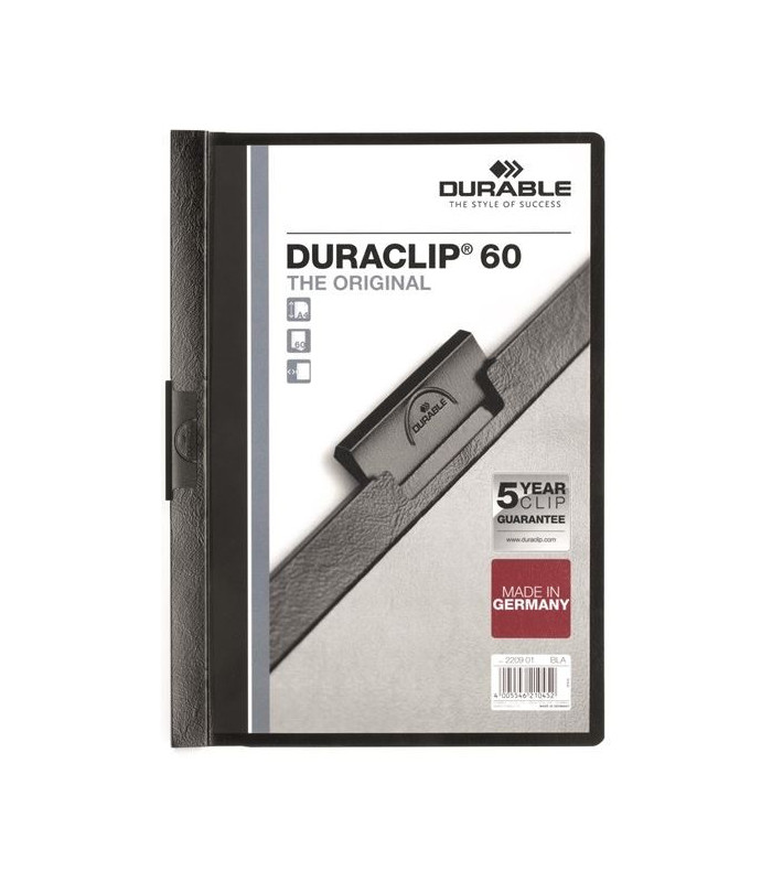 Zakládací desky s klipem Durable Duraclip - A4, kapacita 60 listů, černé