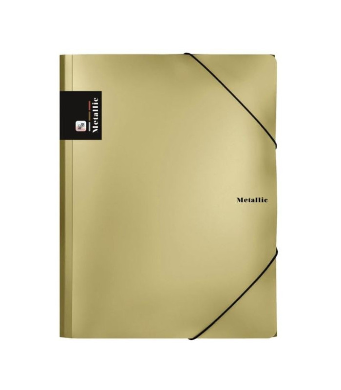 Desky s chlopněmi a gumičkou Metallic - A4, plastové, zlaté, 1 ks