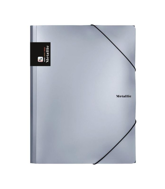 Desky s chlopněmi a gumičkou Metallic - A4, plastové, stříbrné, 1 ks
