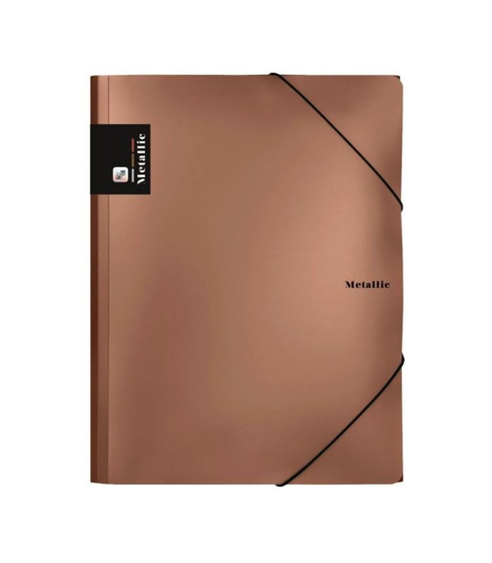 Desky s chlopněmi a gumičkou Metallic - A4, plastové, měděné, 1 ks