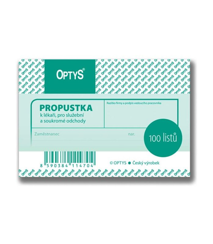 Propustka Optys A7, 100 listů, č.1147