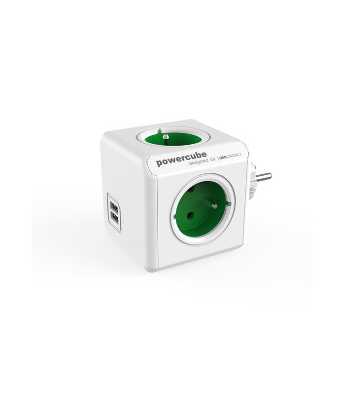 Rozbočka PowerCube Original s USB, zelená