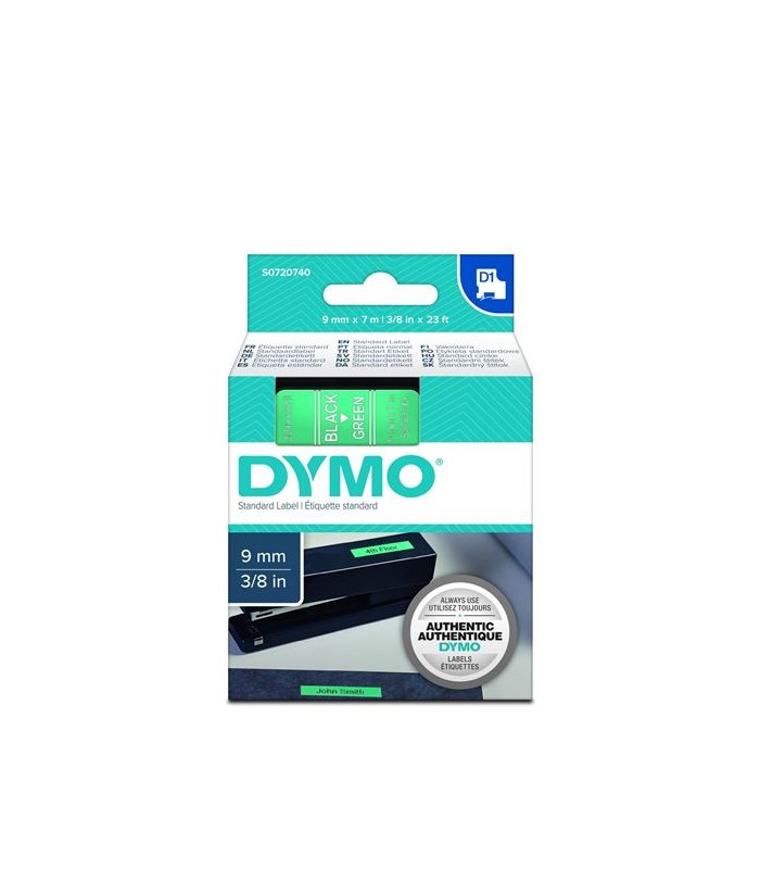 Páska Dymo D1 šíře 9 mm, černá/zelená