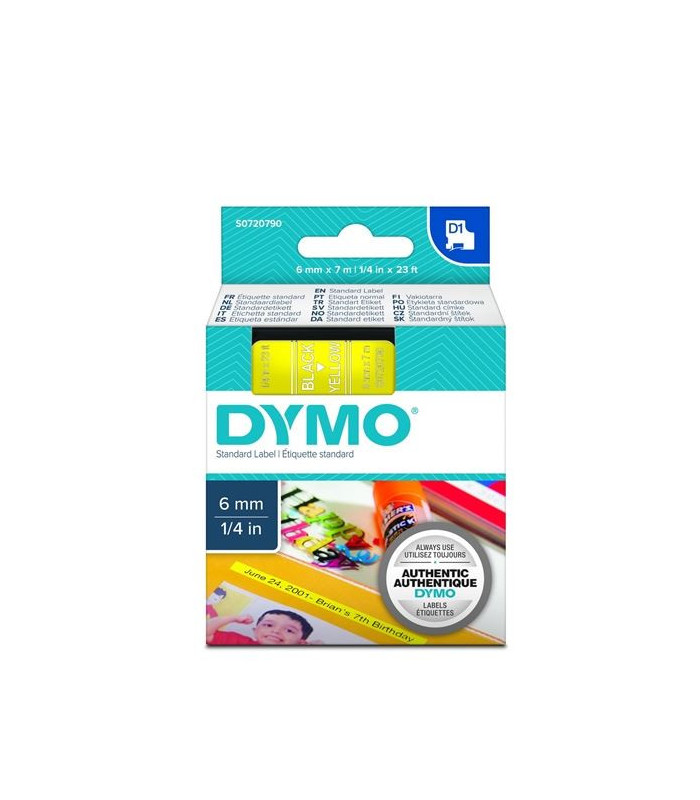 Páska Dymo D1 šíře 6 mm, černá/žlutá