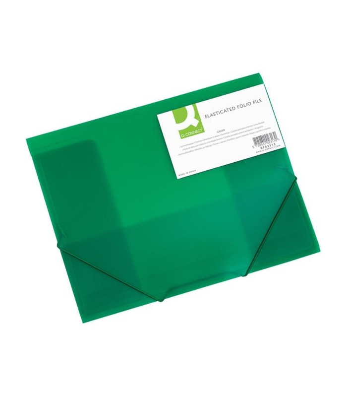 Desky Q-Connect A4 s gumičkou, transparentní, zelená
