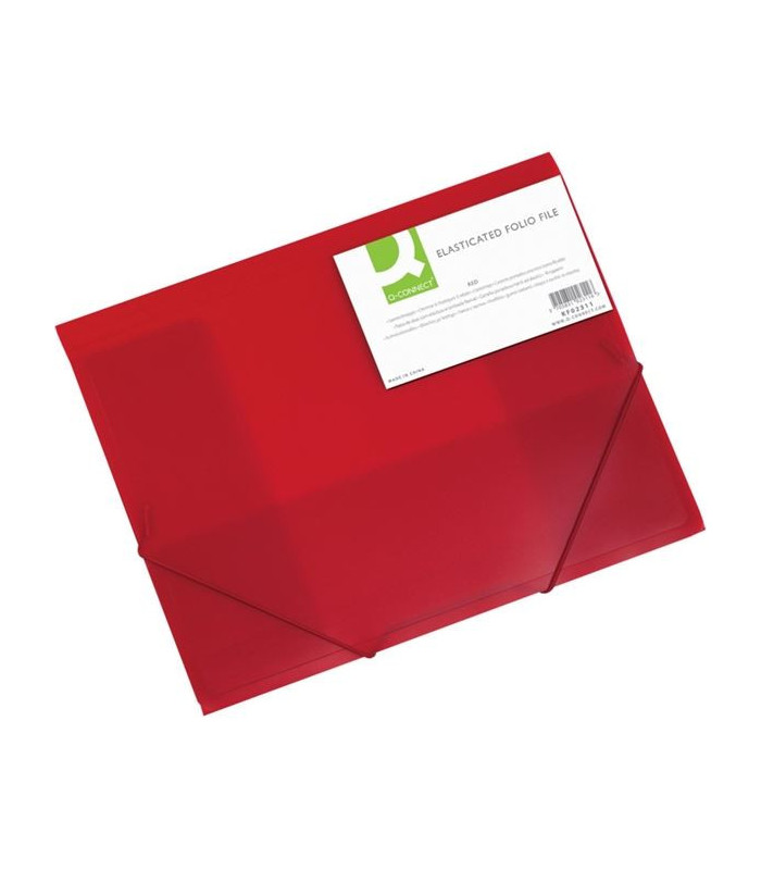 Desky Q-Connect A4 s gumičkou, transparentní, červená
