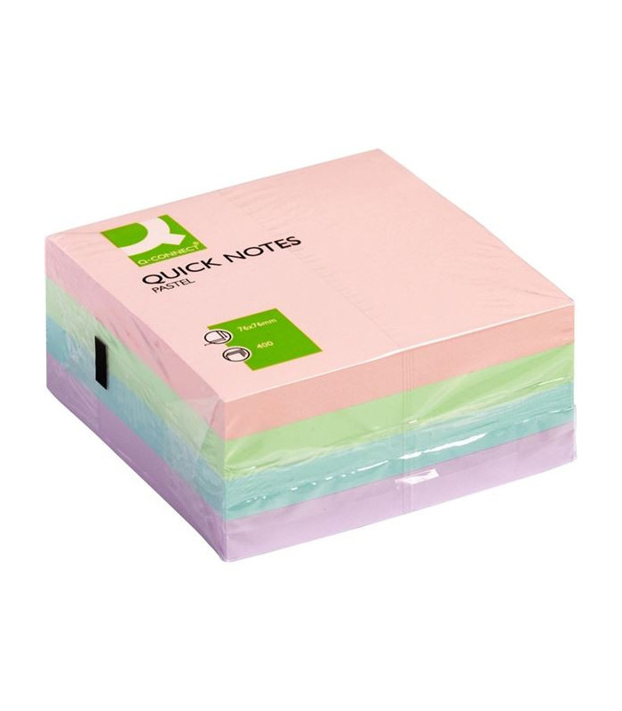 Samolepicí bloček Q-Connect - 76 x 76 mm, pastelové barvy, 400 lístků