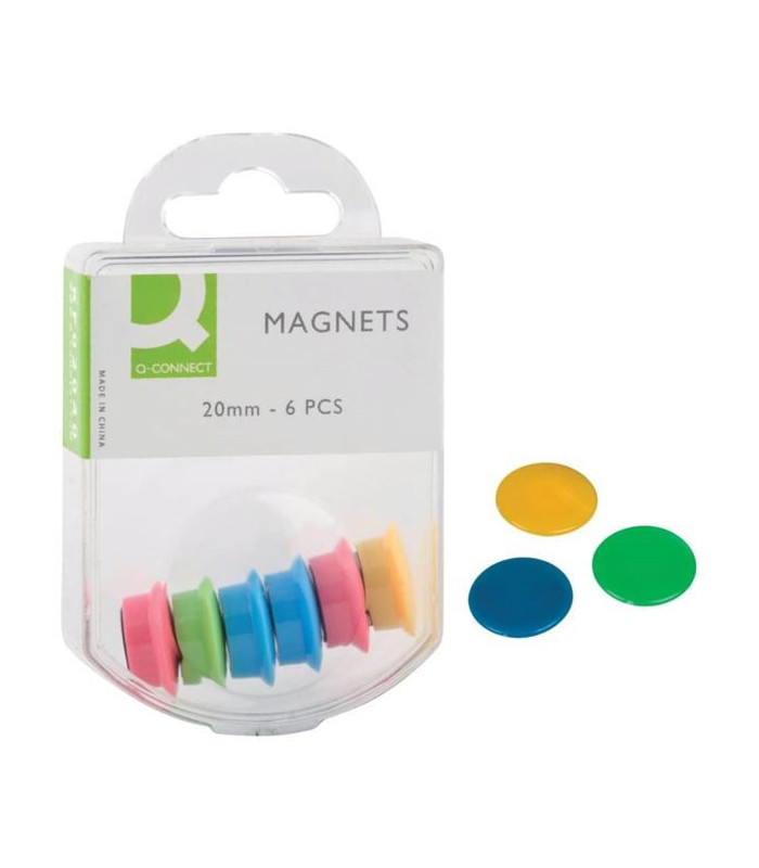 Sada magnetů Q-Connect průměr 20 mm,mix barev, 6ks