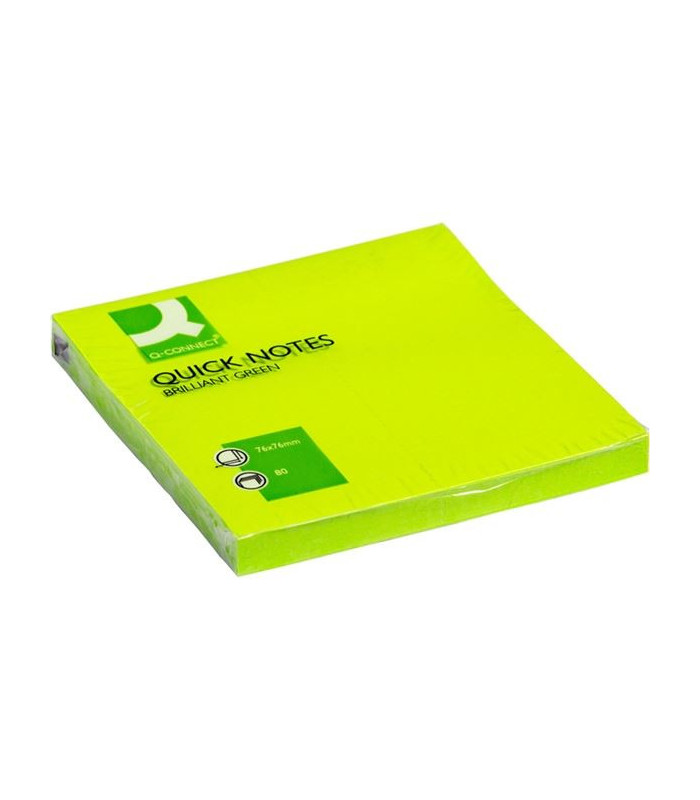 Samolepicí bločky Q-Connect - 75 x 75 mm, neonově zelené