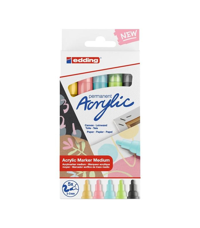 Popisovač akrylový e-5100/5 M, sada Pastel