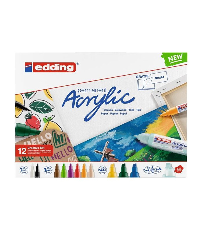 Popisovač akrylový, sada 12 barev Creative