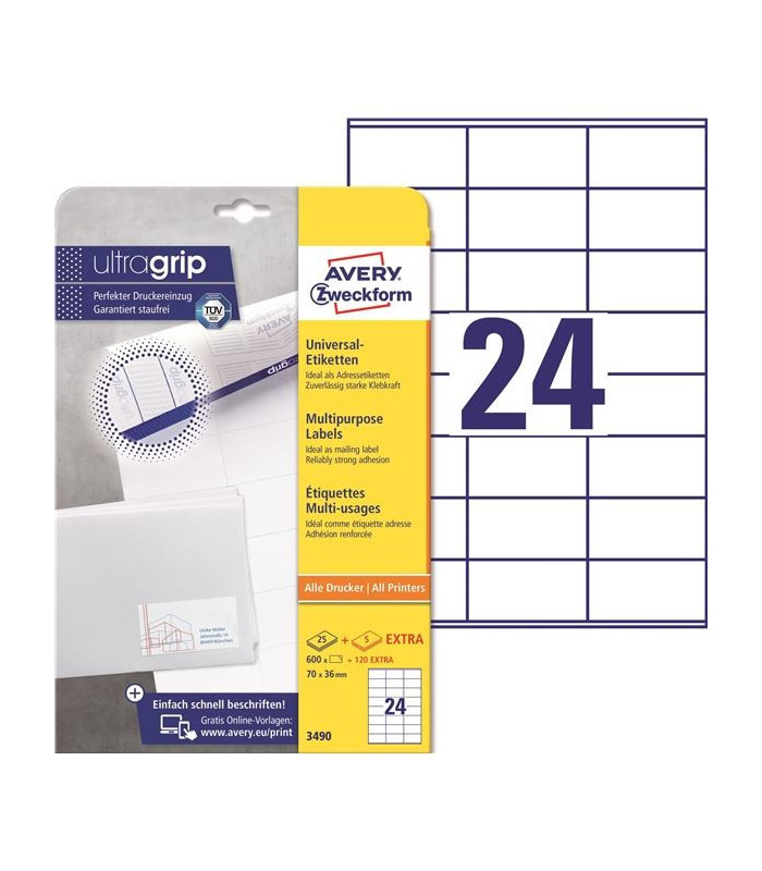 Univerzální etikety, 70,0 x 36,0 mm, 720 ks
