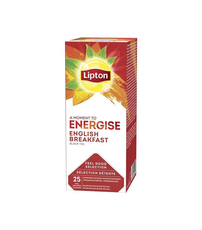 Černý čaj Lipton Energise - English breakfast, 25 x 2 g