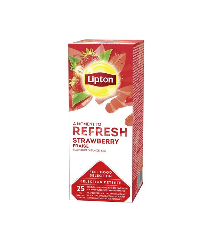 Ovocný čaj Lipton Refresh Jahody, 25 x 1,6 g