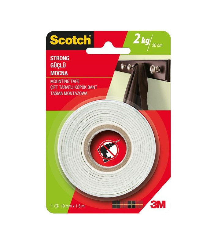 Montážní páska Scotch, oboustranná, 19 mm x 1,5 m, 2 kg