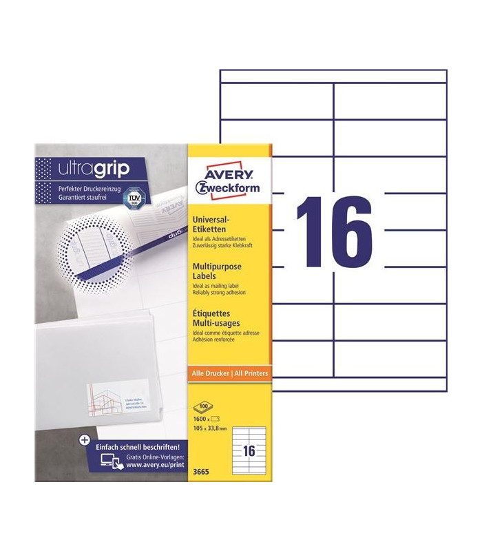 Univerzální etikety, 105,0 x 33,8 mm, 1600 ks