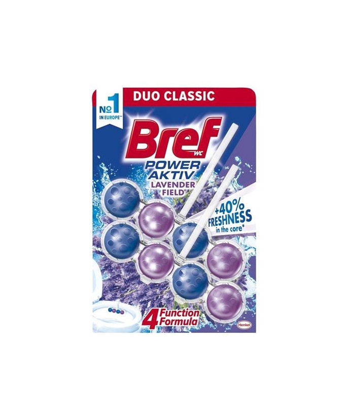 WC blok Bref Power Aktiv, lavender Field, 2x 50g