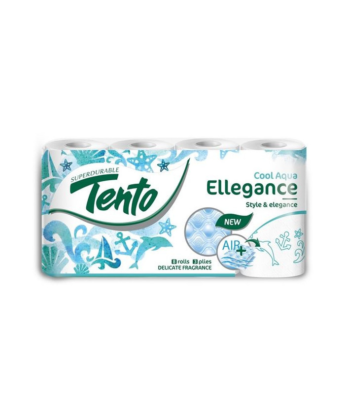 Toaletní papír Tento Cool Aqua, 3vrstvy, 8 rolí