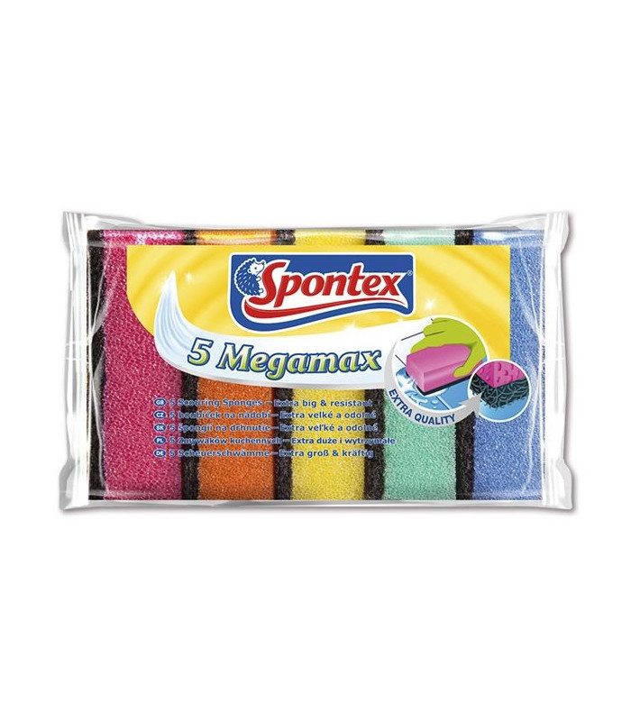 Houbička na nádobí Spontex- Megamax, barevné, 5 ks