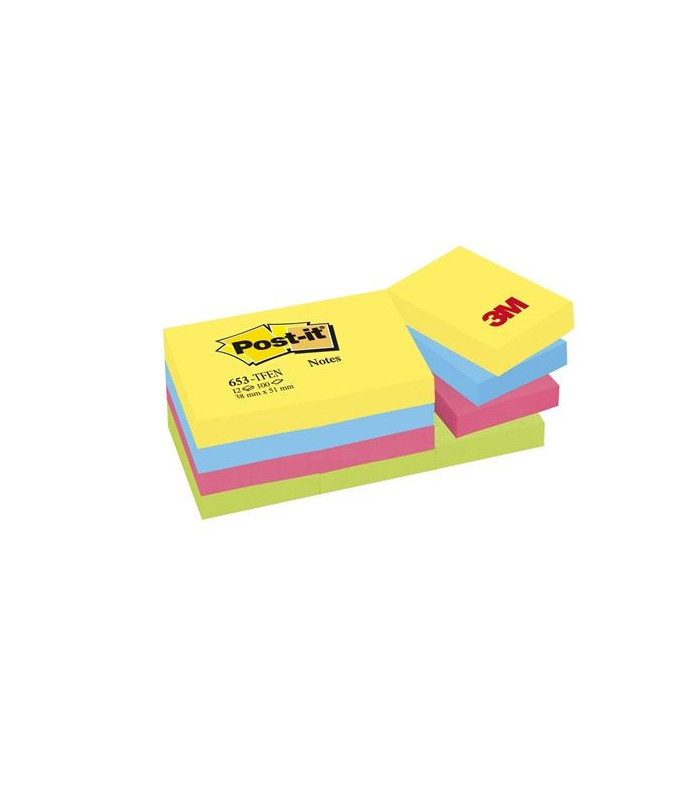 Bločky Post-it, 38 x 51 mm, energické barvy