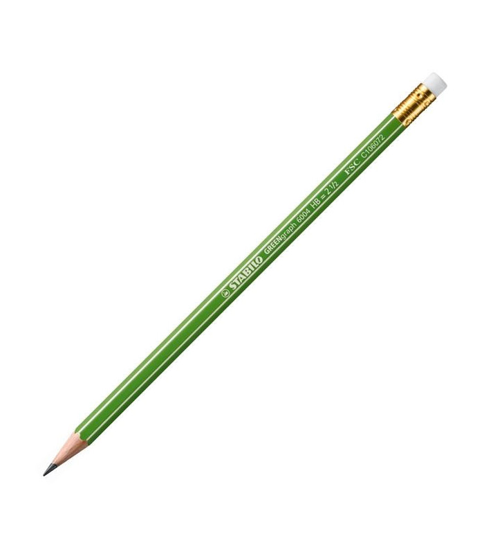 Grafitová tužka s pryží Stabilo Green HB, 12 ks