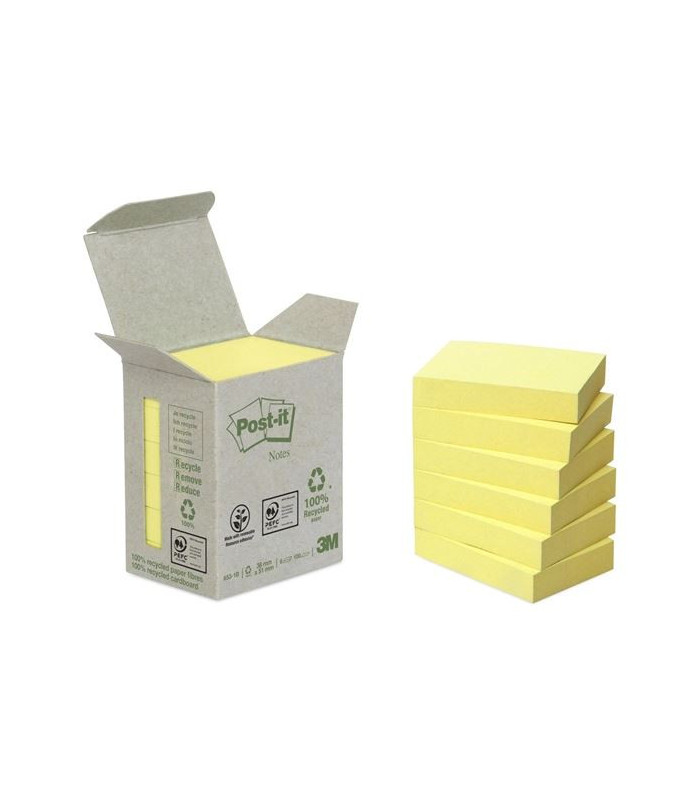 Recyklované bločky Post-it, 38 x 51 mm, žluté