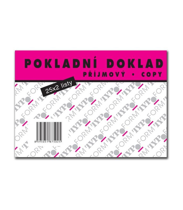 Příjmový pokladní doklad, nečíslovaný, 2x 25 listů