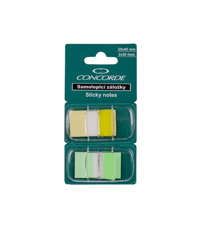 Záložky Concorde, žlutá,zelená, 2 x 50 záložek
