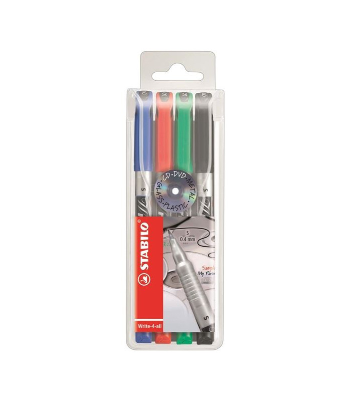 Permanentní popisovač Stabilo Write, S, 4 barvy