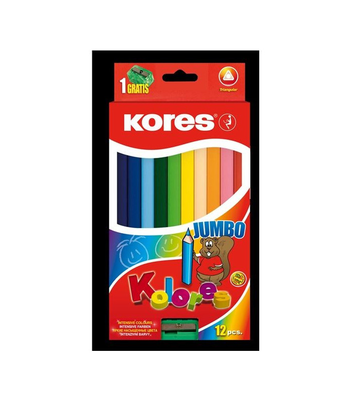 KOLORES Jumbo pastelky 5 mm, s  ořez. / 12 barev