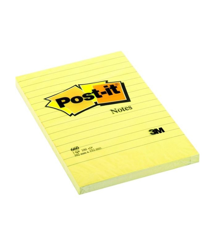Bloček Post-it, linkovaný, 102x152 mm, žlutý