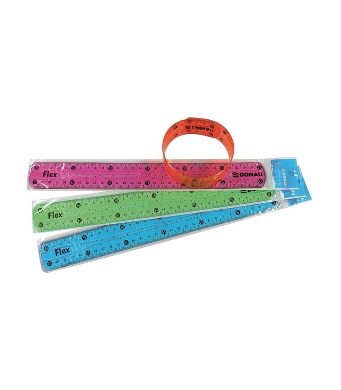 Plastové pravítko Donau flexi 30 cm, mix barev