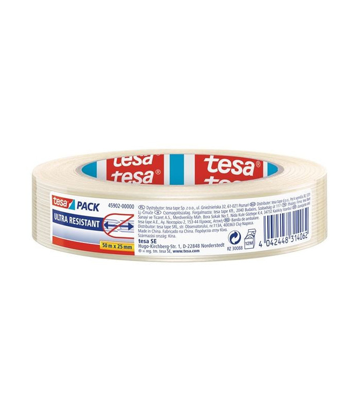 Balicí páska Tesa se skelným vláknem - ultra pevná, čirá, 25 mm x 50 m, 1 ks
