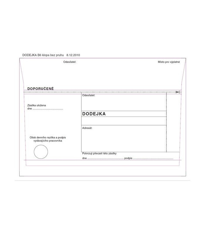 Dodejky B6 - bez pruhu, samolepicí, 100 ks