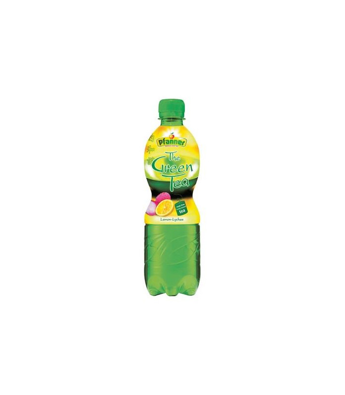 Zelený čaj Pfanner Citron a lychee 0,5 l, bal12ks